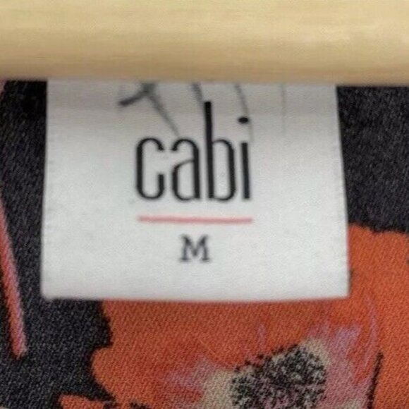 CAbi Flanders Poppy Blouse Black Red‎ Short Sleeve Split Back #3251 Size M, Flaw - Picture 8 of 12